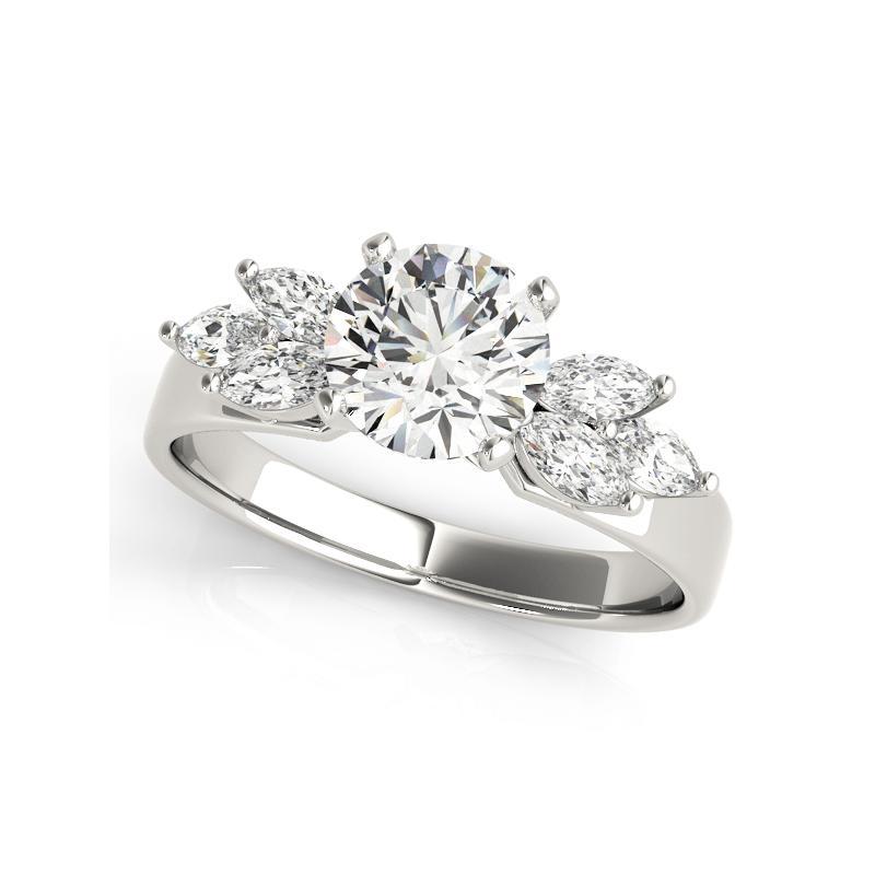 Anillo de diamantes multipiedra redondo y marquesa de 1.2 ct certificado por el GIA Corte redondo en venta