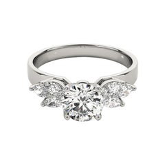 GIA Certified 1.2ct Round & Marquise Cluster Multi-Stone Diamond Ring
