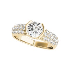 Anello con solitario moderno con mezzo castone e diamante rotondo da 1,2 carati certificato GIA