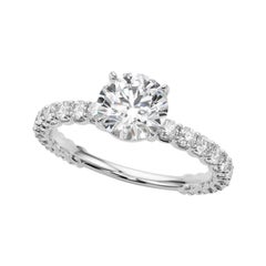 GIA Certified 1.2ct Round Partial Eternity Band Entwined Prong Diamond Ring
