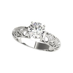 GIA Certified 1.2ct Solitario rotondo con filigrana a traliccio di diamanti