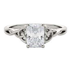 GIA Certified 1.3 Carat Celtic Knot Radiant Solitaire Diamond Ring