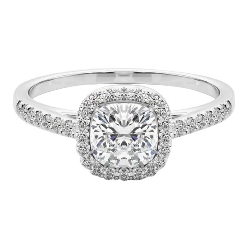 GIA Certificato 1.3 Carati Cuscino Halo Pave  Anello con diamante