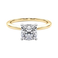 GIA Certified 1.3 Carat Cushion Prong Set Solitaire Diamond Ring
