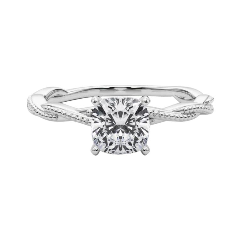 Anillo de diamantes con banda trenzada retorcida de 1.3 quilates con certificado GIA
