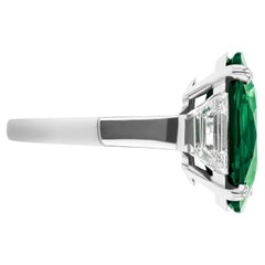GIA Certified 13 Carat Emerald Diamond Platinum Ring