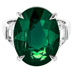 GIA Certified 13 Carat Emerald Diamond Platinum Ring