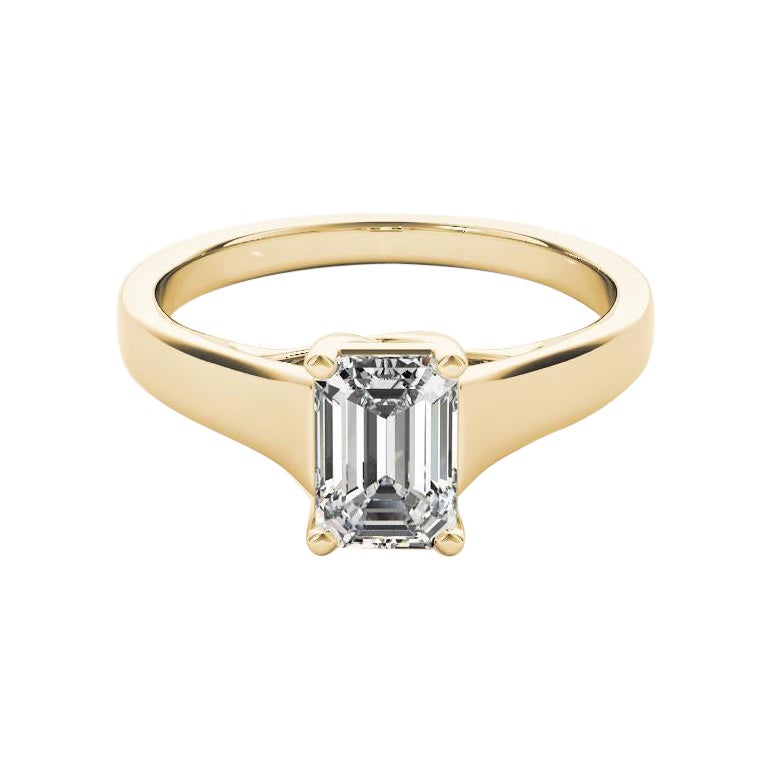GIA Certified 1.3 Carat Entwined Prong Cathedral Emerald Diamond Ring