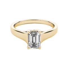 GIA Certified 1.3 Carat Entwined Prong Cathedral Emerald Diamond Ring