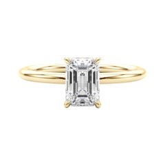 GIA Certified 1.3 Carat Hidden Halo Emerald 18K Yellow Gold Diamond Ring