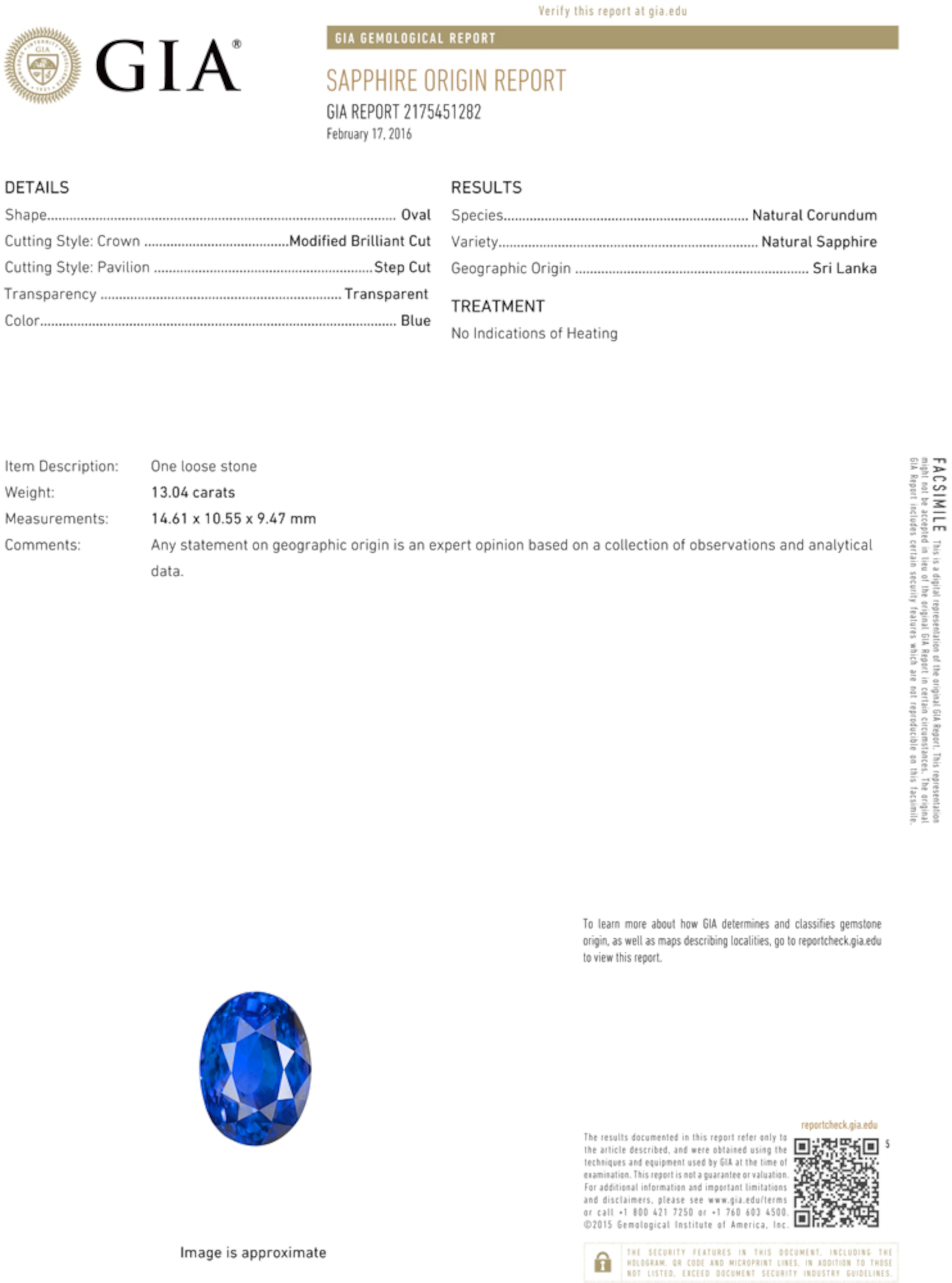 GIA Certified 13 Carat No Heat Ceylon Sapphire Blue Sapphire Ring In New Condition For Sale In Chicago, IL