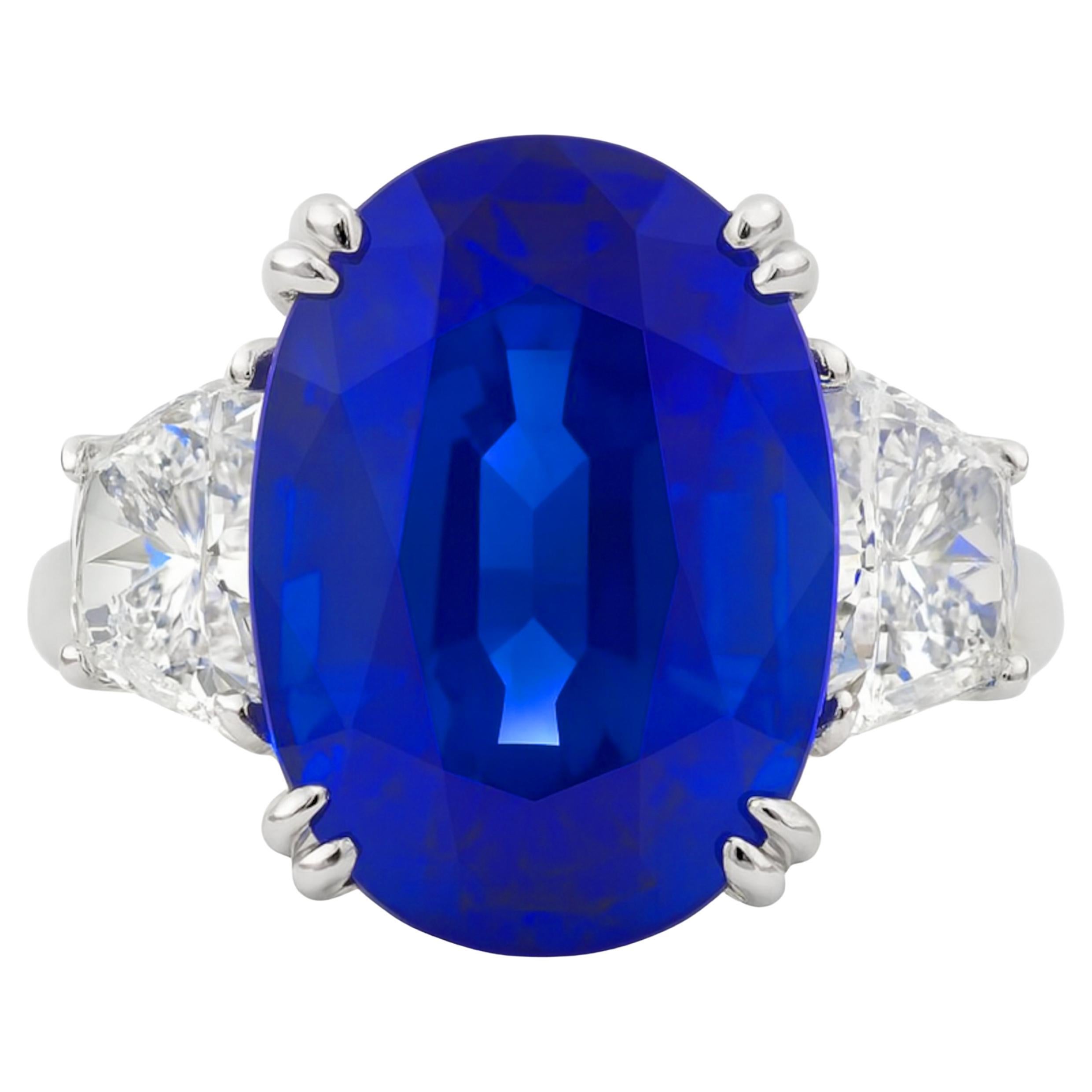 Anillo de zafiro azul de Ceilán de 13 quilates sin calor certificado por GIA