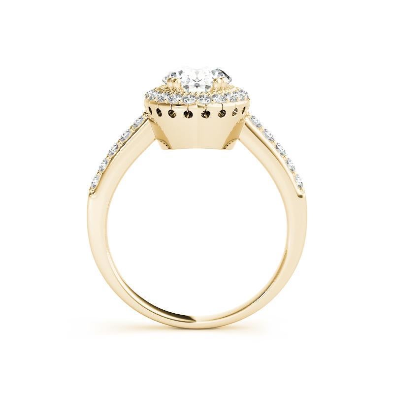 Bague en or jaune 18 carats certifiée GIA et ornée d'un halo de diamants ovales de 1,3 carat Neuf - En vente à New York, NY
