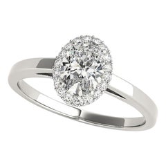 GIA Certificato 1.3 Carati Cattedrale aureola ovale  Anello con diamante