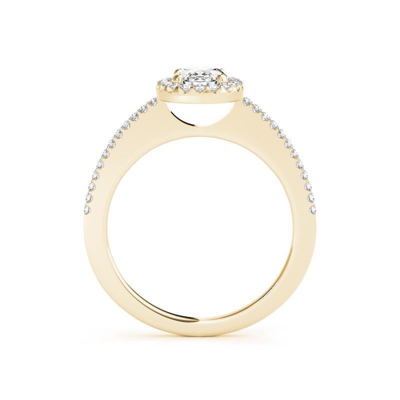 Bague en or jaune 18 carats certifiée GIA et ornée d'un pavé français avec halo ovale de 1,3 carat Neuf - En vente à New York, NY