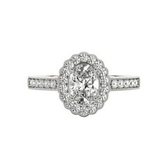 Halo ovalado calado de 1.3 quilates certificado GIA  Anillo de diamantes