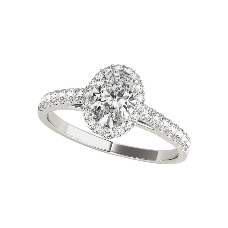 GIA Certificato 1.3 Carati Oval Halo Pave Cathedral  Anello con diamante