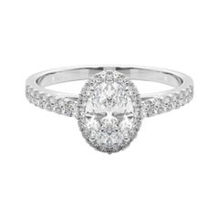 GIA Certified 1.3 Carat Oval Halo Pave  Diamond Ring