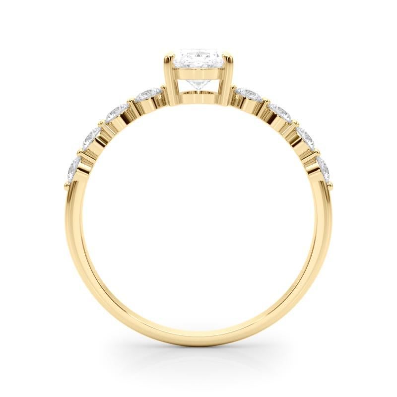 Anello con diamante a castone ovale e rotondo Brilliante certificato GIA da 1,3 carati In condizioni Nuovo in vendita a New York, NY