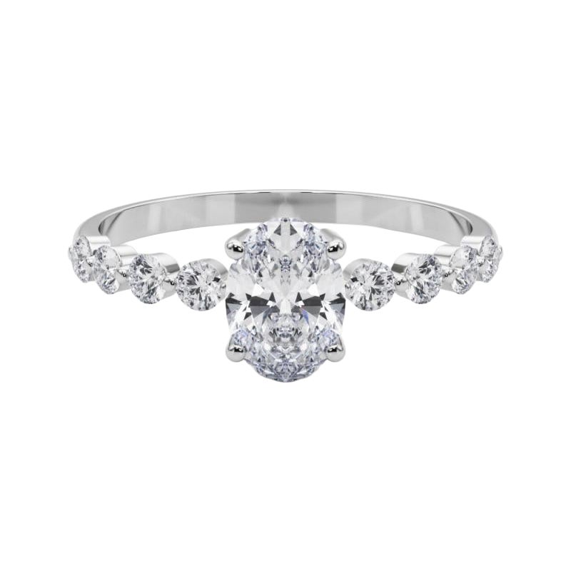 GIA Certified 1.3 Carat Oval & Round Brilliant Bezel Platinum Diamond Ring