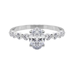 GIA Certified 1.3 Carat Oval & Round Brilliant Bezel Platinum Diamond Ring