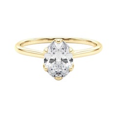Bague diamant cathédrale Tulip solitaire ovale de 1.3 carat certifiée GIA