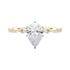 GIA Certified 1.3 Carat Pear Diamond Bamboo Shank Diamond Ring