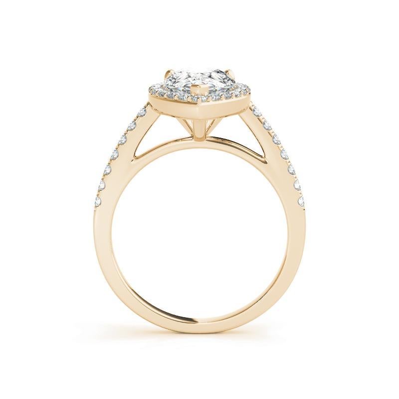 Bague en or jaune 18 carats certifiée GIA de 1,3 carat en forme de halo de poire et de cathédrale Neuf - En vente à New York, NY