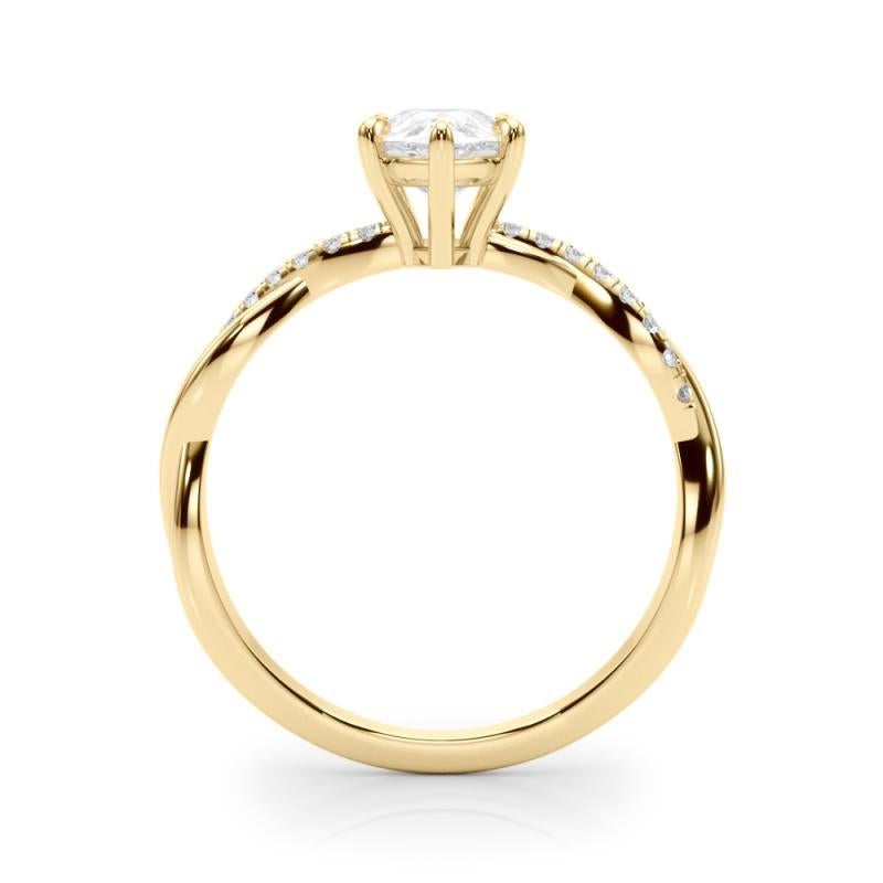 Anello con diamanti in oro giallo da 1,3 carati con pera ritorta e vite infinita, certificato GIA In condizioni Nuovo in vendita a New York, NY
