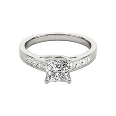 GIA Certified 1.3 Carat Princess Channel Set Cathedral Diamond Ring