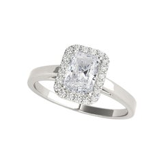 GIA zertifiziert 1,3 Karat Radiant Halo 18K Weißgold Diamantring