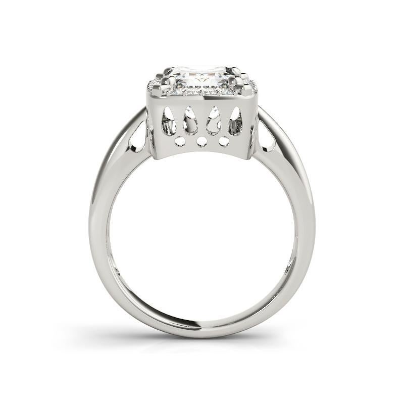 Bague en or blanc 18 carats certifiée GIA 1,3 carat Radiant Halo Antique Neuf - En vente à New York, NY