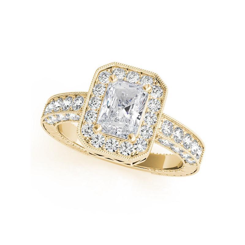 Taglio radiant GIA Certified 1.3 Carat Radiant Halo Openwork Diamond Ring in vendita