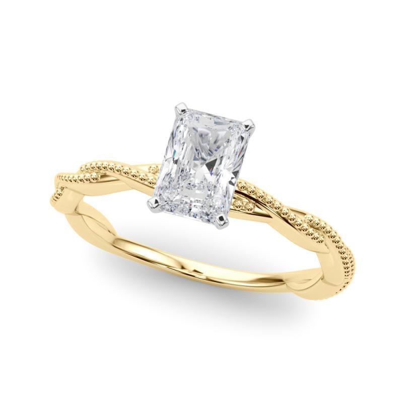 Anillo de diamantes con banda trenzada trenzada radiante de 1,3 quilates con certificación GIA Corte radiante en venta