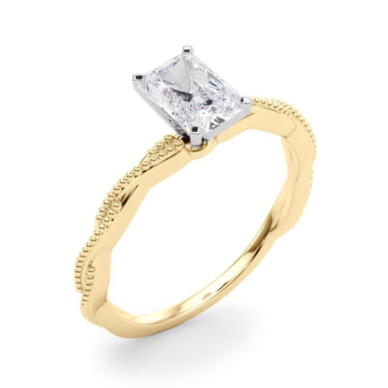 De las mujeres Anillo de diamantes con banda trenzada trenzada radiante de 1,3 quilates con certificación GIA en venta