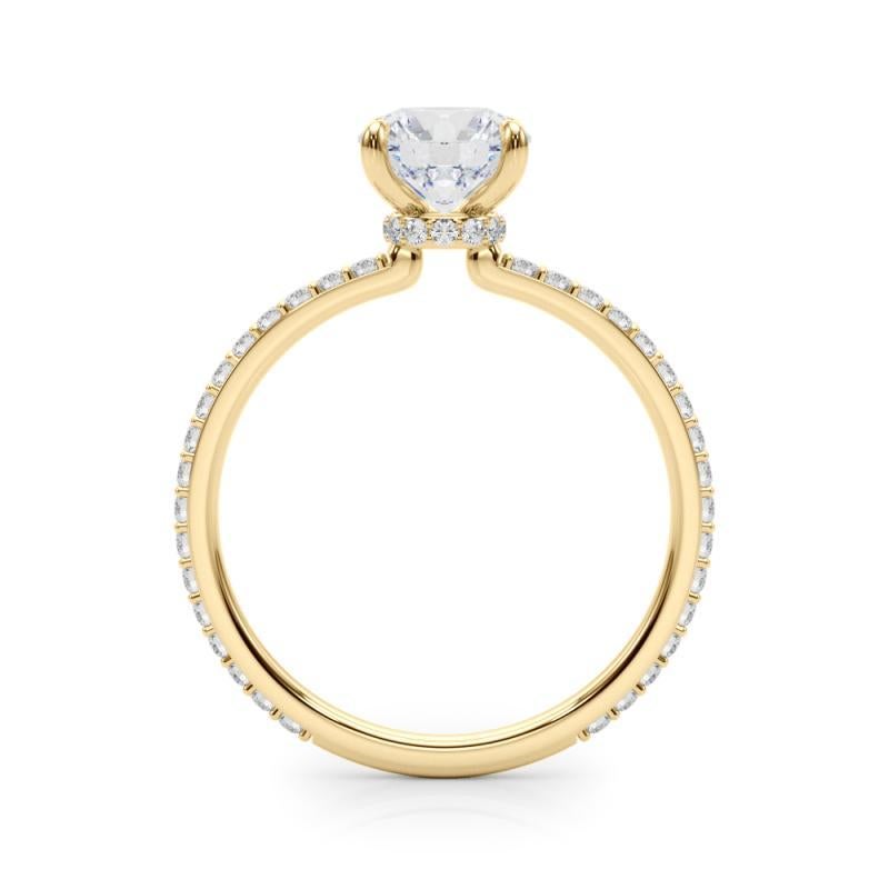 GIA Certified 1,3 Carat Round Halo Hidden Pave Band Diamond Ring In condizioni Nuovo in vendita a New York, NY