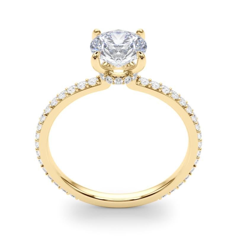 Donna GIA Certified 1,3 Carat Round Halo Hidden Pave Band Diamond Ring in vendita
