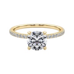 GIA Certified 1.3 Carat Round Hidden Halo Pave Band Diamond Ring