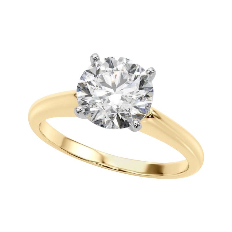 Anello con diamante rotondo solitario classico in oro giallo 18 carati certificato GIA da 1,3 carati