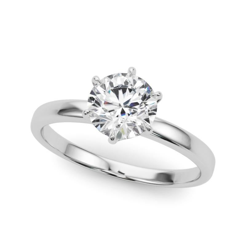 Taille ronde Bague diamant tulipe couronne solitaire ronde de 1.3 carat certifiée GIA en vente