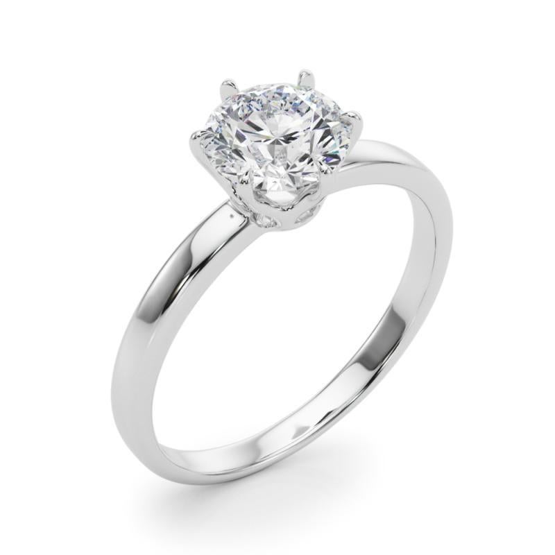 Bague diamant tulipe couronne solitaire ronde de 1.3 carat certifiée GIA Pour femmes en vente