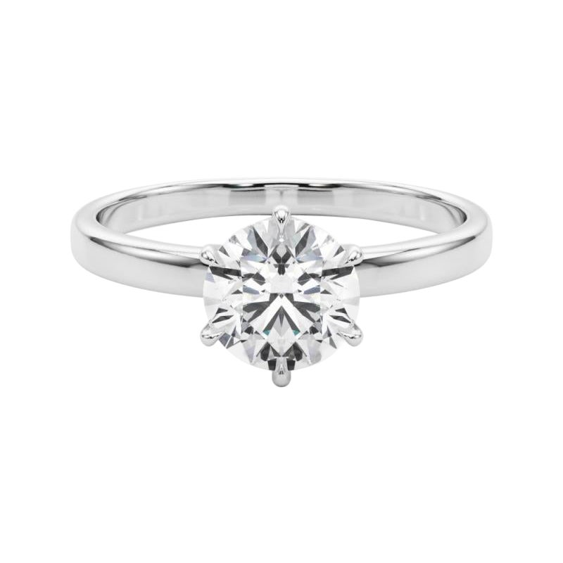 Bague diamant tulipe couronne solitaire ronde de 1.3 carat certifiée GIA