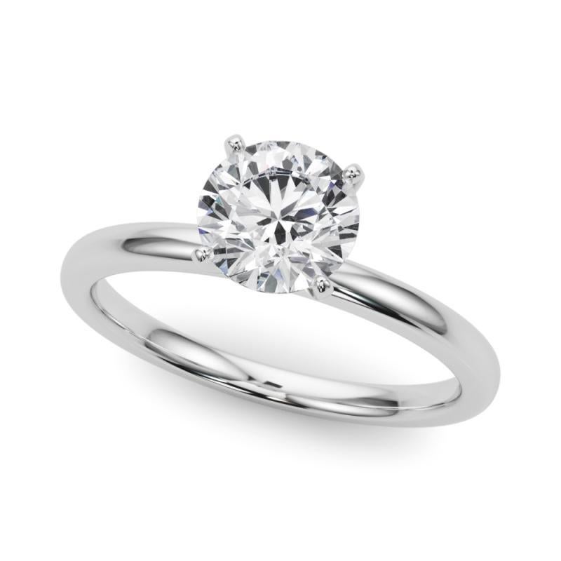 Taglio rotondo Anello con diamante solitario rotondo a quattro punte certificato GIA da 1,3 carati in vendita
