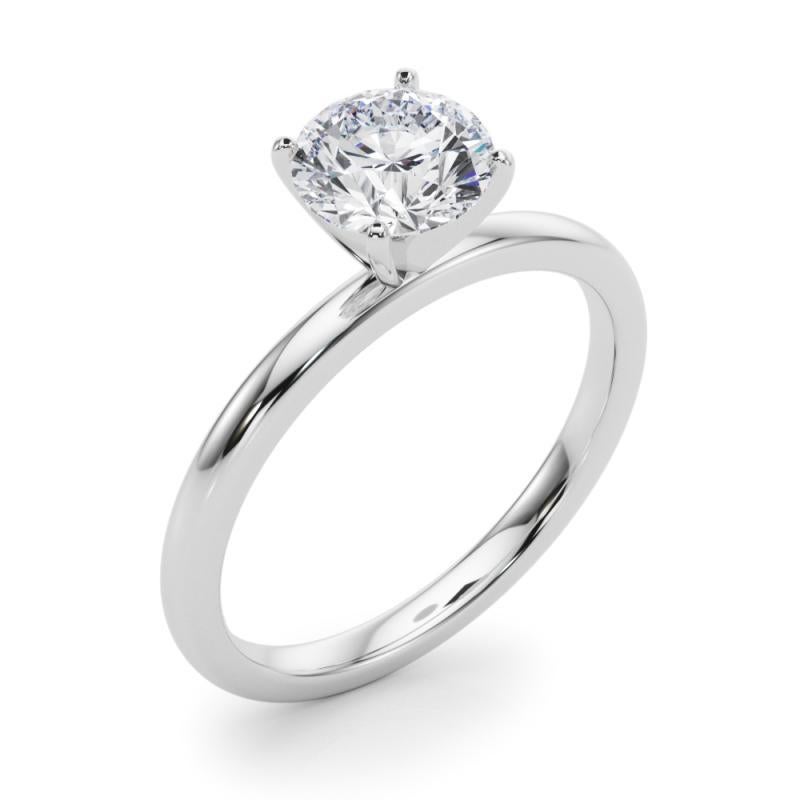 Donna Anello con diamante solitario rotondo a quattro punte certificato GIA da 1,3 carati in vendita