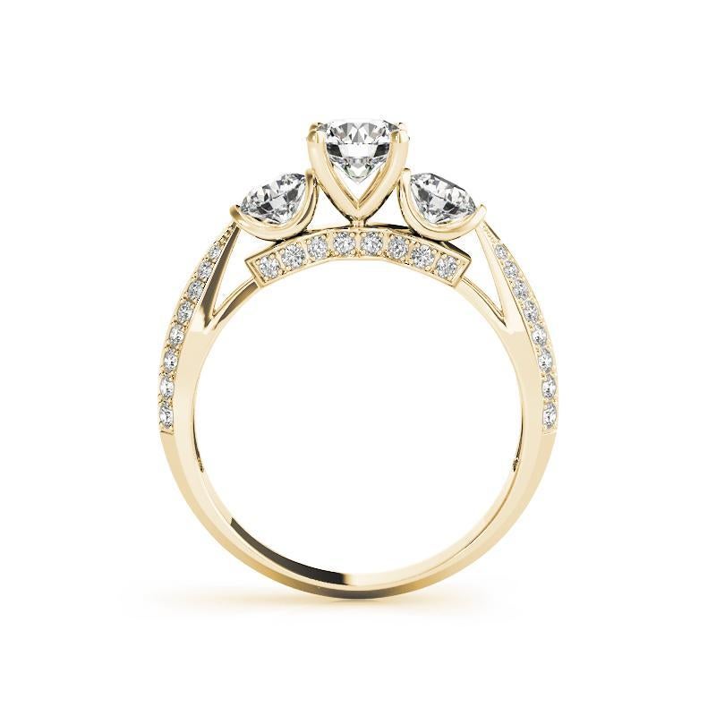 Taglio rotondo Anello con tre pietre rotonde a più file di diamanti certificato GIA da 1.3 carati in vendita