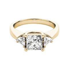 Bague à trois pierres certifiée GIA de 1.3 carat avec diamant trillion et princesse