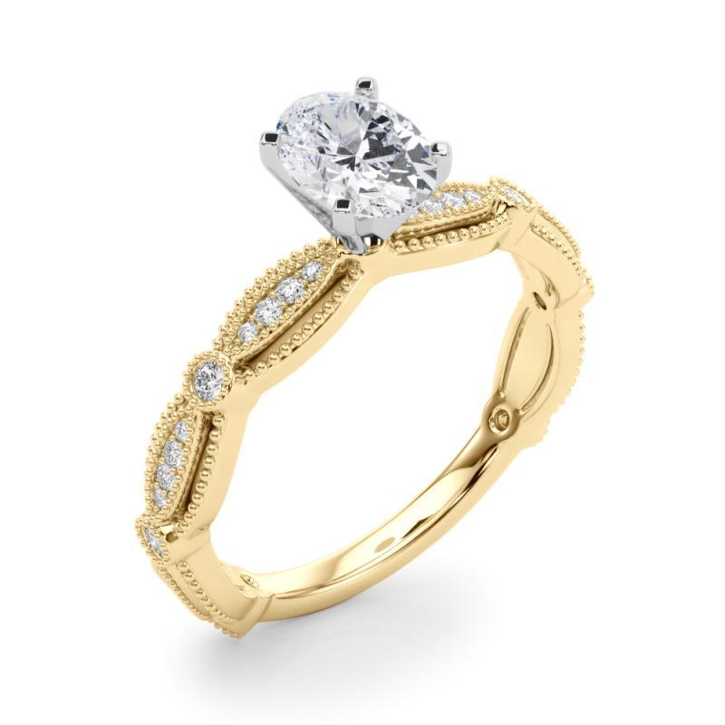 Donna Anello di diamanti ovale vintage con fascia a grana fine certificato GIA da 1,3 carati in vendita
