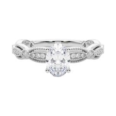 Anello di diamanti in platino con fascia ovale a grana fine da 1,3 carati con certificazione GIA