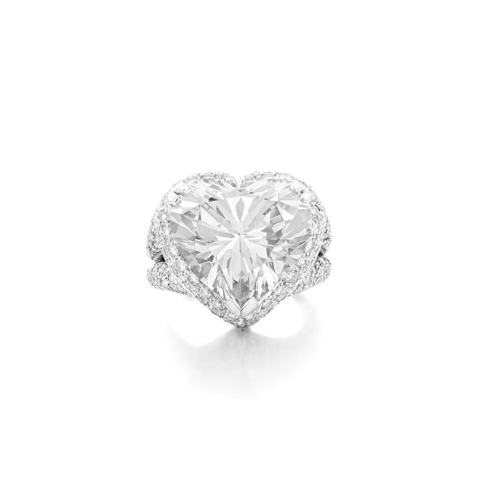 Heart Cut GIA Certified 13 Type 2A Heart Shape Diamond Platinum Ring For Sale