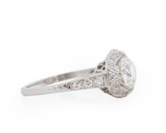GIA Certified 1.30 Carat Art Deco Diamond Platinum Engagement Ring